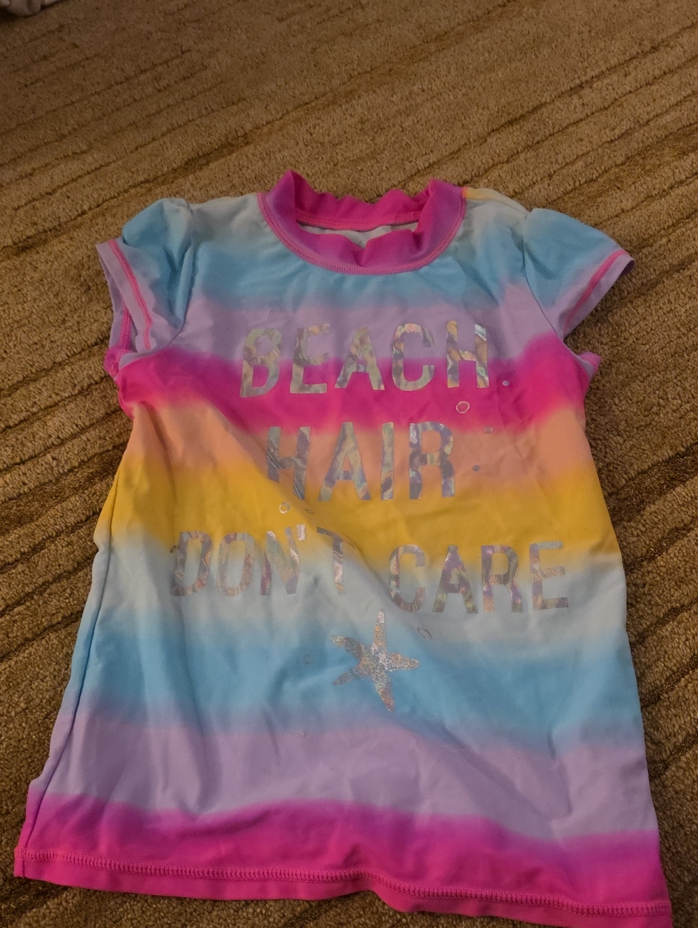 5/25 Place Kids Rainbow Stripe Rashguard - Pink, Yellow, Blue Size 7/8